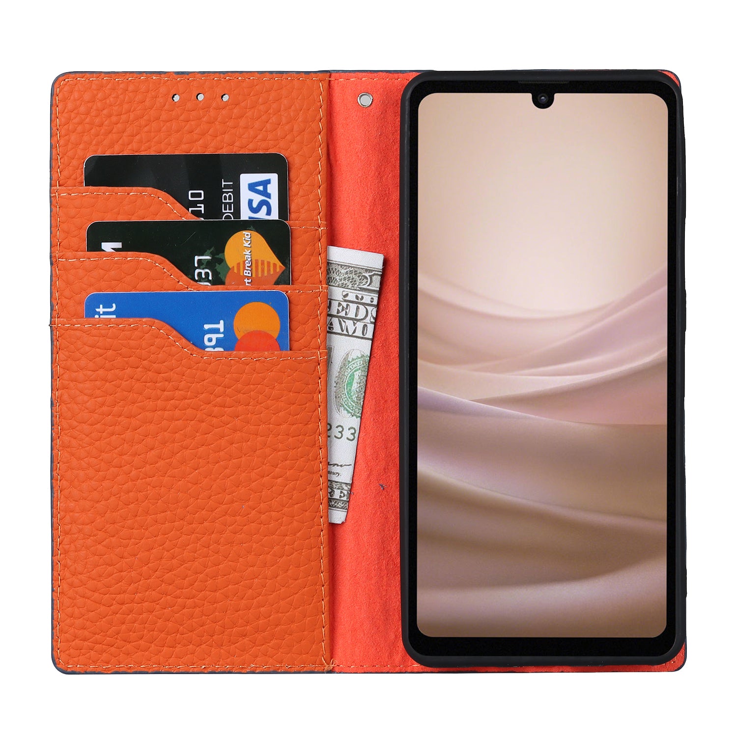 For Sharp Aquos Sense 7 Genuine Leather Case Anti-Scratch Litchi Texture Flip Wallet Stand Phone Protective Cover with Strap For Sharp Aquos Sense 7 Genuine Leather Case Anti-Scratch Litchi Texture Flip Wallet Stand Phone Protective Cover with Strap